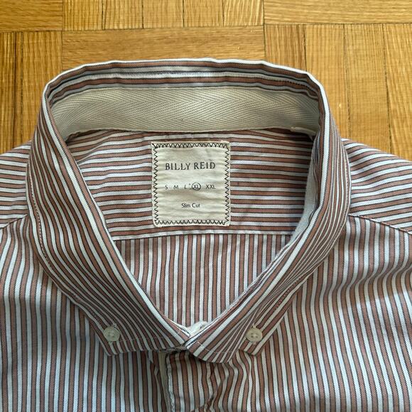 Billy Reid striped cotton button down casual long sleeve shirt Slim cut XL - Picture 2 of 5